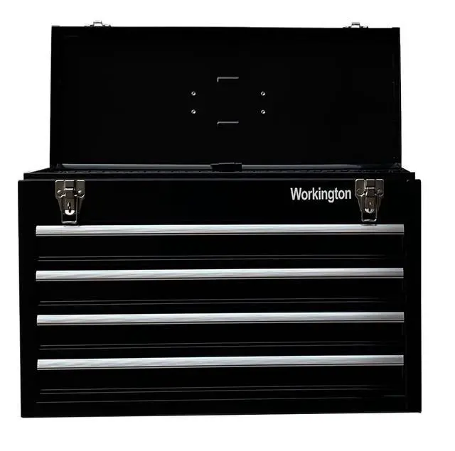 Alt view image 4 of 7 - Portable Metal Tool Chest with 4 Drawers, 20" 4-Drawer Tool Chest Cabinet with Ball Bearing Drawer Slides, Steel Tool Storage Box Organizer 4004 Black