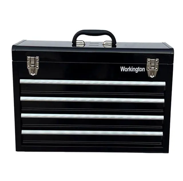 Alt view image 6 of 7 - Portable Metal Tool Chest with 4 Drawers, 20" 4-Drawer Tool Chest Cabinet with Ball Bearing Drawer Slides, Steel Tool Storage Box Organizer 4004 Black