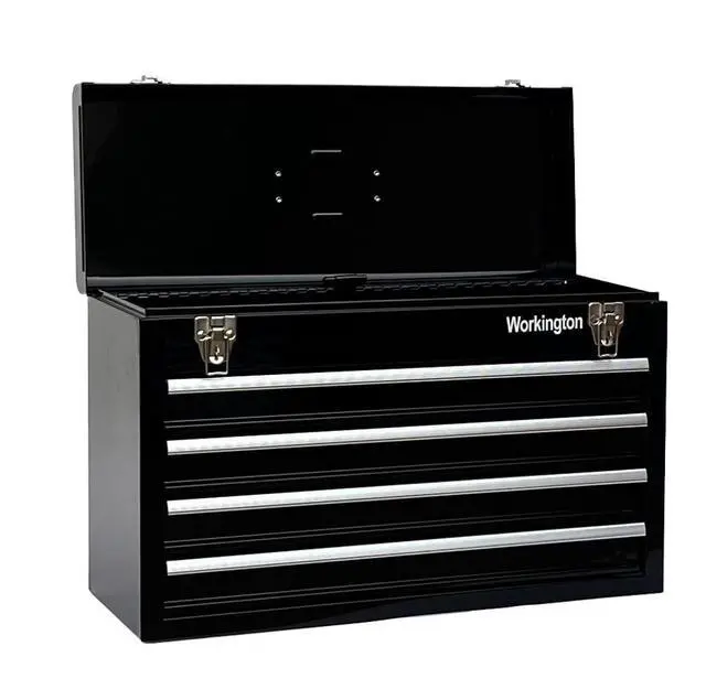 Alt view image 7 of 7 - Portable Metal Tool Chest with 4 Drawers, 20" 4-Drawer Tool Chest Cabinet with Ball Bearing Drawer Slides, Steel Tool Storage Box Organizer 4004 Black
