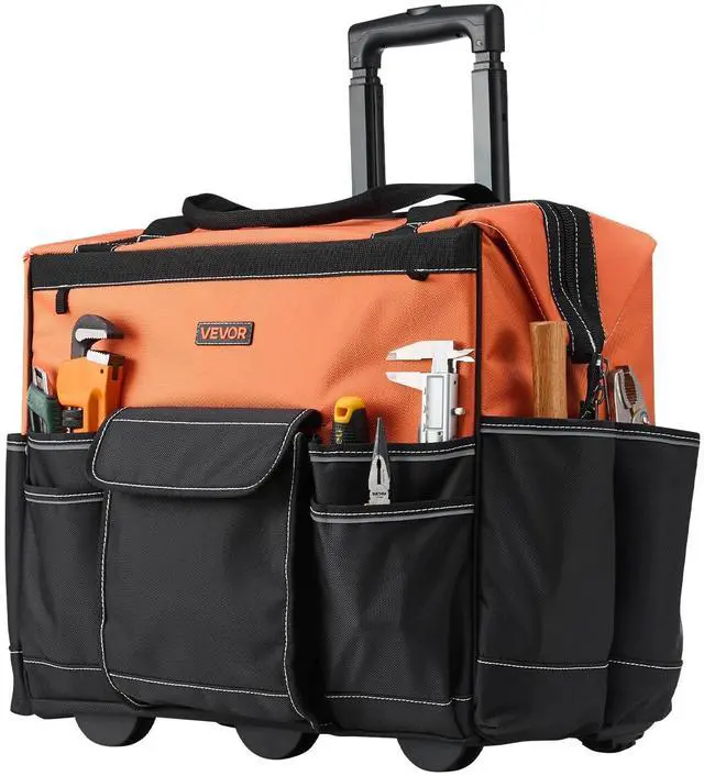 Main image of 20" Rolling Tool Bag, 110 lbs Load Capacity, 27 Pockets Heavy Duty Roller Tool Bag on Wheels, Adjustable Telescoping Handle & Stable Base, Toolbag Organizers w/Wheels for Construction, Mechanic