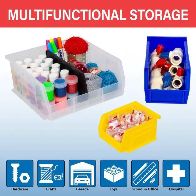 Alt view image 3 of 7 - 12 Pack AkroBins Plastic Storage Bins, Space-Saving Stackable Organizers for Garage, Classroom and Warehouse Organization, Blue | Space-Saving Stackable Bins for Garage, Pantry, Craft Organization