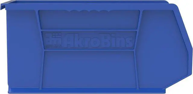 Alt view image 7 of 7 - 12 Pack AkroBins Plastic Storage Bins, Space-Saving Stackable Organizers for Garage, Classroom and Warehouse Organization, Blue | Space-Saving Stackable Bins for Garage, Pantry, Craft Organization