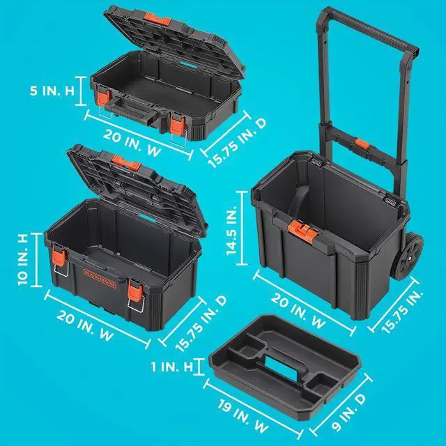 Alt view image 4 of 7 - tackable Storage System - 3 Piece Set (Small, Deep Toolbox, and Rolling Tote)