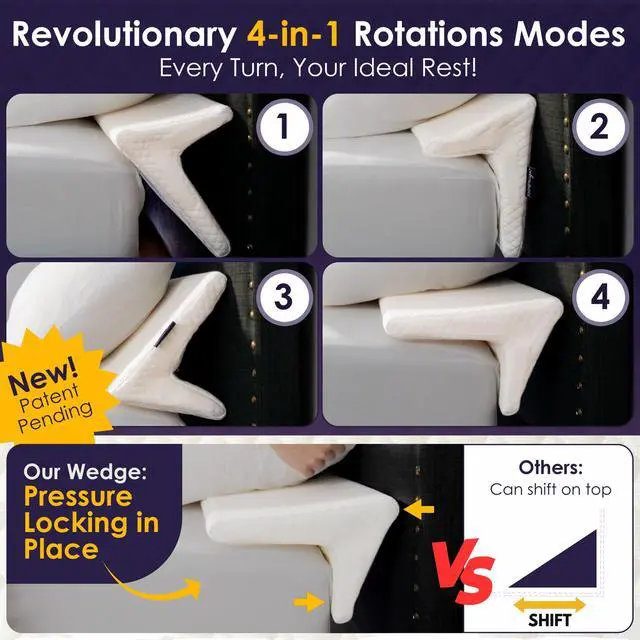 Alt view image 2 of 7 - Bed Wedge Pillow for Headboard Gap Up to 7", Triangle Wedge for Headboard Gap, Bed Gap Filler, Mattress Gap Filler, Space Filler, Corner Pillow, White Cal-King 72"
