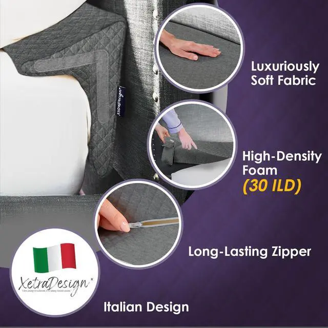 Alt view image 4 of 7 - Bed Wedge Pillow for Headboard Gap Up to 7", Triangle Gap Filler for Bed, Mattress Wedge Gap Filler, Headboard Space Filler, Corner Pillow, Grey King 76"