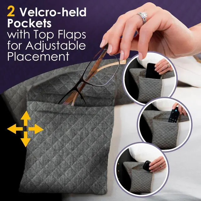 Alt view image 5 of 7 - Bed Wedge Pillow for Headboard Gap Up to 7", Triangle Gap Filler for Bed, Mattress Wedge Gap Filler, Headboard Space Filler, Corner Pillow, Grey King 76"