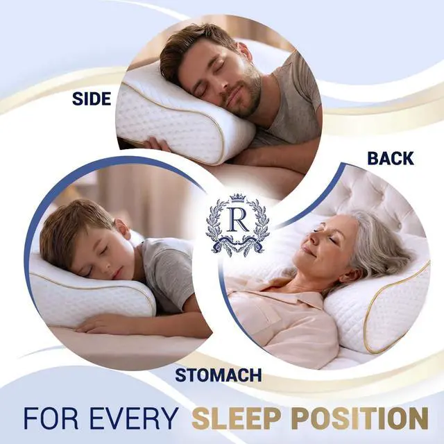 Alt view image 6 of 7 - Memory Foam Pillow, Cervical Pillow, 4-Layer Queen, Contour Pillow, Side Sleeper, Neck Support, Pillow for Neck Pain, CertiPUR-US