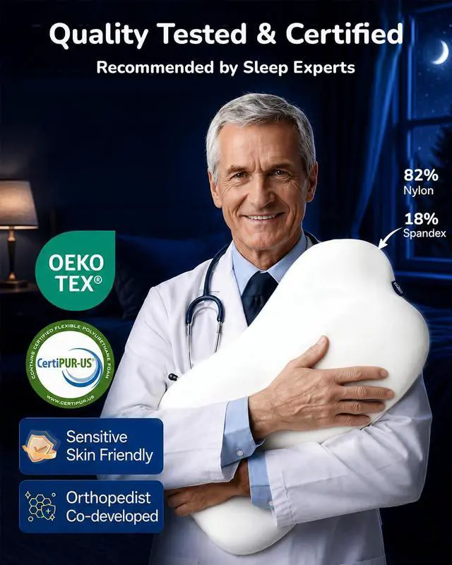 Alt view image 7 of 7 - Cervical Neck Pillow for Sleeping, Memory Foam Pillows, White | Neck Pain Relief, Ergonomic Contour Memory Foam, Side Back Stomach Sleepers, Cooling Pillowcase, Cloud-Soft Shoulder Support