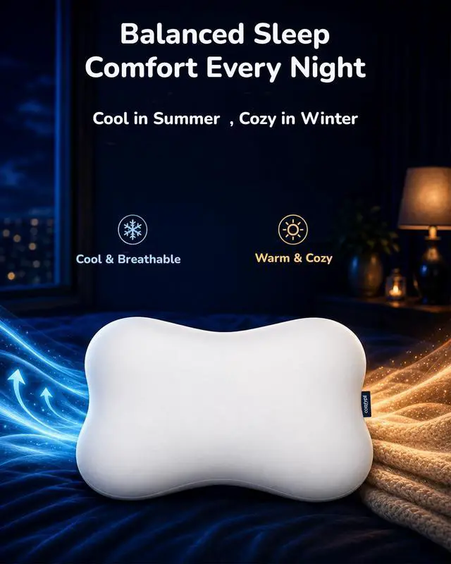 Alt view image 5 of 7 - Cervical Neck Pillow for Sleeping, Memory Foam Pillows, White | Neck Pain Relief, Ergonomic Contour Memory Foam, Side Back Stomach Sleepers, Cooling Pillowcase, Cloud-Soft Shoulder Support