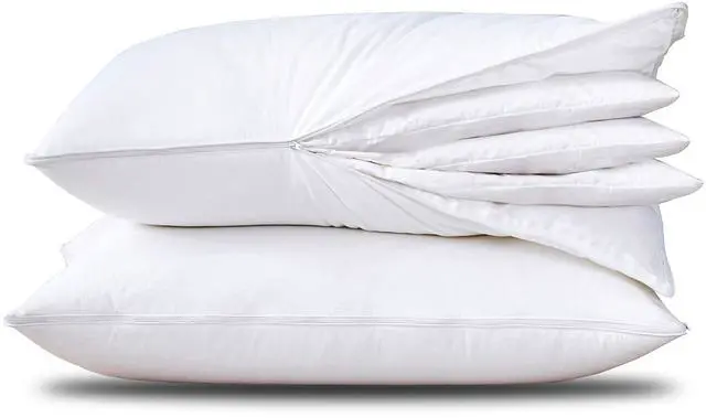 Main image of Adjustable Layer Goose Feather Pillow,Assemblable Bed Pillow,100% Soft Cotton Cover,Good for Side and Back Stomach Sleeper, Standard/Queen Size,Packaging Include 2 Pillows.