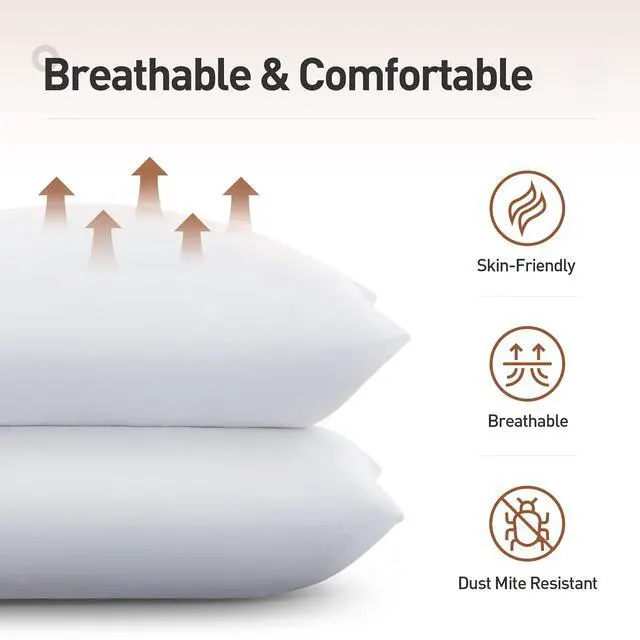 Alt view image 3 of 6 - Bed Pillows 2 Pack Hotel Collection Luxury Soft Inserts for Sleeping-Breathable and Comfortable for Stomach Back Sleepers, Standard (Pack of 2),