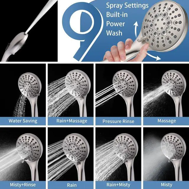 Alt view image 4 of 7 - Slide Bar Shower Set with Handheld Shower Head, ADA-Compliant Stainless Steel Grab Bar, Adjustable Height and 69-Inch Hose, Brushed Nickel