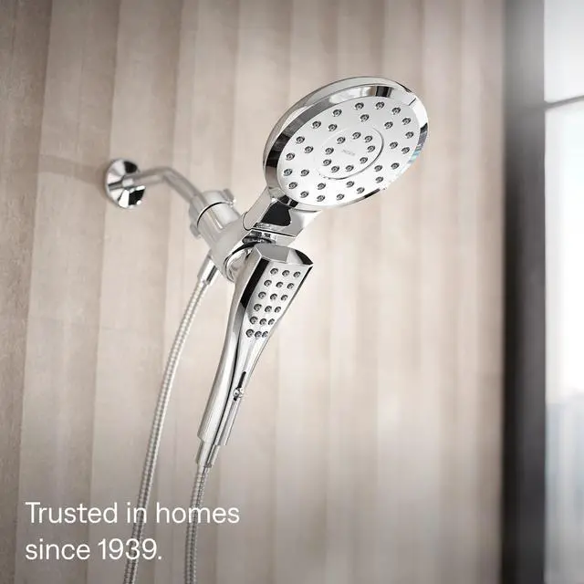 Alt view image 2 of 7 - Verso Chrome Round Rain Shower Head and Detachable Handshower Combination with Magnetix Docking System and 60-inch Metal Hose, 220C2