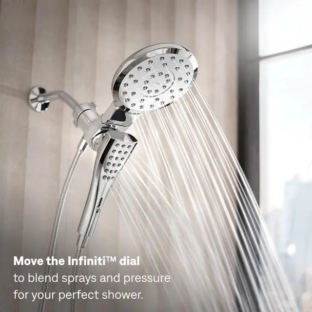 Alt view image 5 of 7 - Verso Chrome Round Rain Shower Head and Detachable Handshower Combination with Magnetix Docking System and 60-inch Metal Hose, 220C2