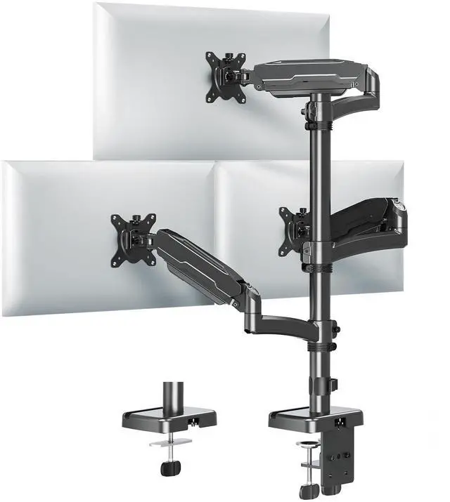 Main image of Triple Monitor Mount for Max 32" Computer Screen, Adjustable 3 Monitor Desk Mount, up to 19.8lbs Each, Three Display Arm with Tilt Swivel Rotation, VESA Mount 75x75/100x100mm