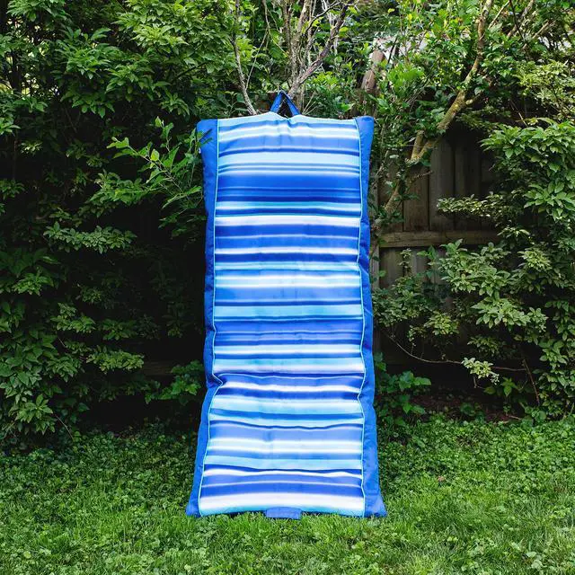 Alt view image 6 of 6 - Kona No Inflation Needed Pool Lounger with Headrest, Blurred Blue Double Sided Mesh, 5.5ft Big