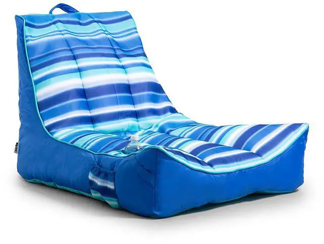 Main image of Captain's Float No Inflation Needed Pool Lounger with Drink Holder, Blurred Blue Double Sided Mesh, Quick Draining Fabric, 3 feet