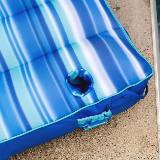 Alt view image 5 of 7 - Captain's Float No Inflation Needed Pool Lounger with Drink Holder, Blurred Blue Double Sided Mesh, Quick Draining Fabric, 3 feet