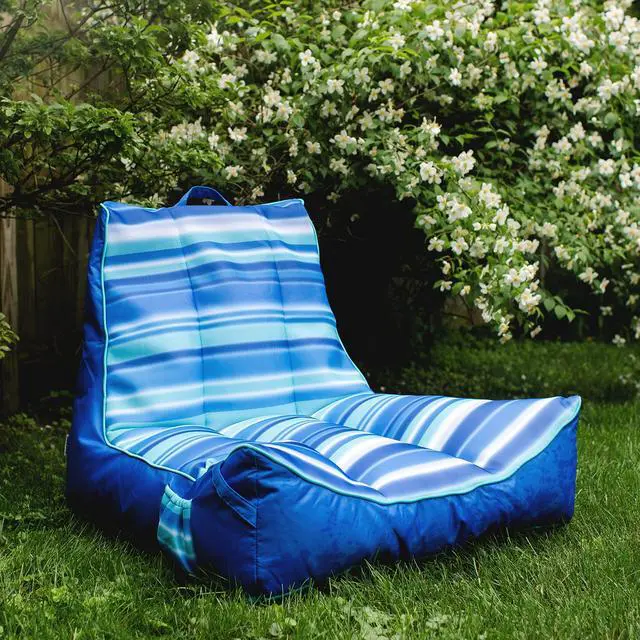 Alt view image 6 of 7 - Captain's Float No Inflation Needed Pool Lounger with Drink Holder, Blurred Blue Double Sided Mesh, Quick Draining Fabric, 3 feet