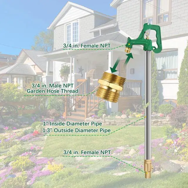 Alt view image 5 of 7 - Frost Free Outdoor Faucet Freeze Proof Frost Proof Yard Hydrant Total5.25FT | Water Hydrant for Yard Irrigation Garden Patio Clean Farm Pasture Watering Drinking,3/4"Pipe Connection,36Bury Depth