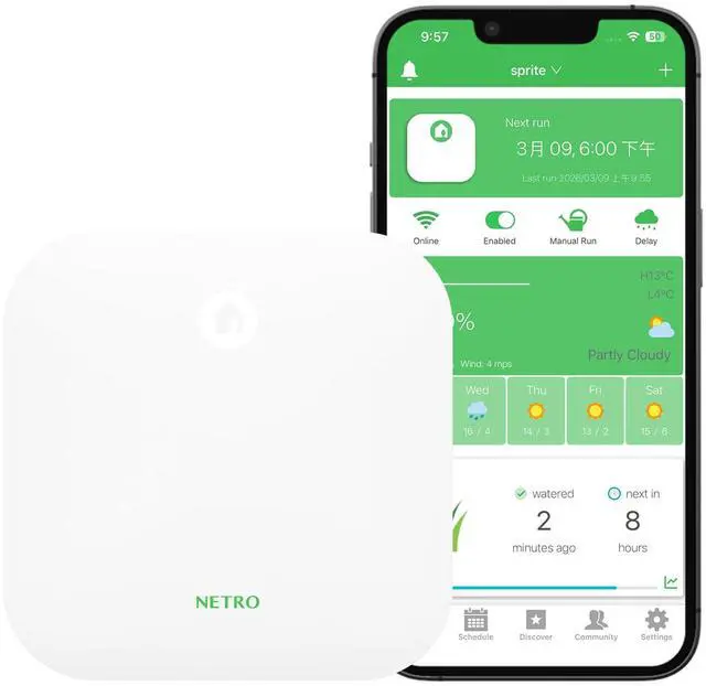 Main image of Sprite 12 Zone Smart Sprinkler Controller for Lawn 2.4GWiFi App-Based | Weather Service, Plant Database, Rain Skips, 24V AC, Log,Watering Schedule, Auto Watering With Plant Sensor,Indoor Use