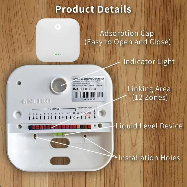 Alt view image 5 of 7 - Sprite 12 Zone Smart Sprinkler Controller for Lawn 2.4GWiFi App-Based | Weather Service, Plant Database, Rain Skips, 24V AC, Log,Watering Schedule, Auto Watering With Plant Sensor,Indoor Use