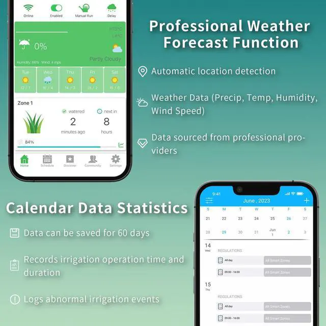 Alt view image 6 of 7 - Sprite 12 Zone Smart Sprinkler Controller for Lawn 2.4GWiFi App-Based | Weather Service, Plant Database, Rain Skips, 24V AC, Log,Watering Schedule, Auto Watering With Plant Sensor,Indoor Use