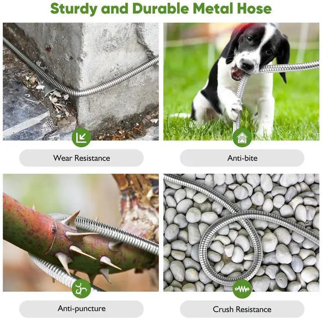 Alt view image 3 of 6 - Garden Hose 175FT No-Kink Metal Hose With 10 Function Nozzle Tough | Stainless Steel Hose, Leak-proof, Flexible and Lightweight, No-Tangle Easy to Store, Rust Proof for Garden Yard Outdoor RV