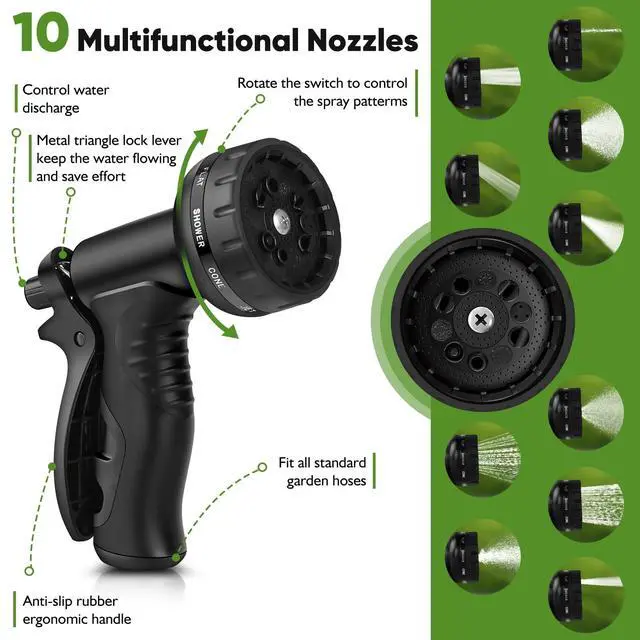 Alt view image 4 of 6 - Garden Hose 175FT No-Kink Metal Hose With 10 Function Nozzle Tough | Stainless Steel Hose, Leak-proof, Flexible and Lightweight, No-Tangle Easy to Store, Rust Proof for Garden Yard Outdoor RV