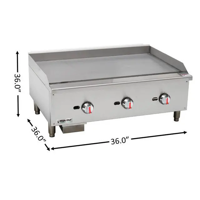 Alt view image 3 of 3 - 36 in. Commercial Natural Gas Manual Countertop Griddle in Stainless Steel