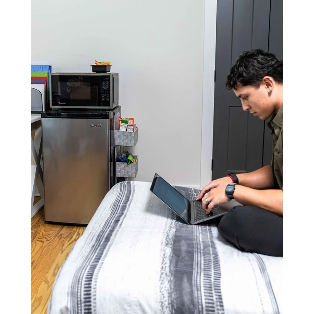 Alt view image 3 of 3 - 4.4 cu. ft. Compact Mini Refrigerator in Stainless Look