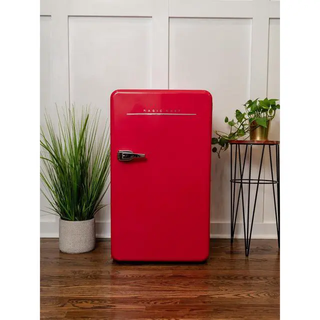 Alt view image 5 of 5 - 17.5 in. 3.2 cu. ft. Retro Mini Refrigerator in Red, without Freezer