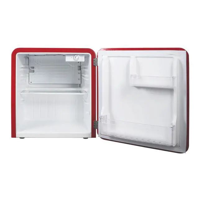 Alt view image 2 of 5 - 17.5 in. 1.6 cu. ft. Retro Mini Refrigerator in Red, Without Freezer