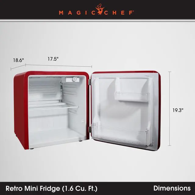 Alt view image 4 of 5 - 17.5 in. 1.6 cu. ft. Retro Mini Refrigerator in Red, Without Freezer