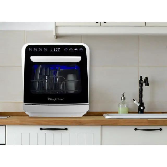 Alt view image 4 of 4 - Mini Countertop Dishwasher in White with 3-Place Setting Capacity