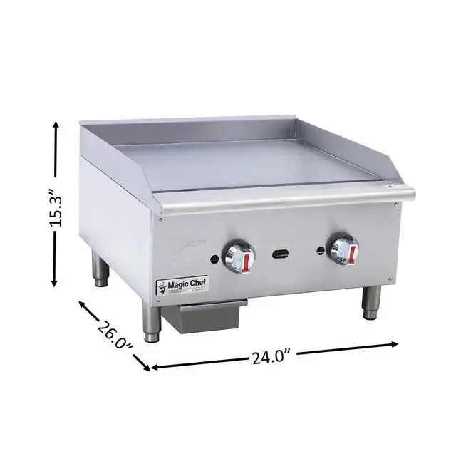Alt view image 3 of 3 - 24 in. Commercial Natural Gas Manual Countertop Griddle in Stainless Steel