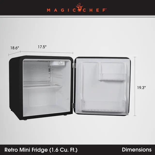 Alt view image 4 of 4 - 17.5 in. 1.6 cu. ft. Retro Mini Refrigerator in Black, Without Freezer
