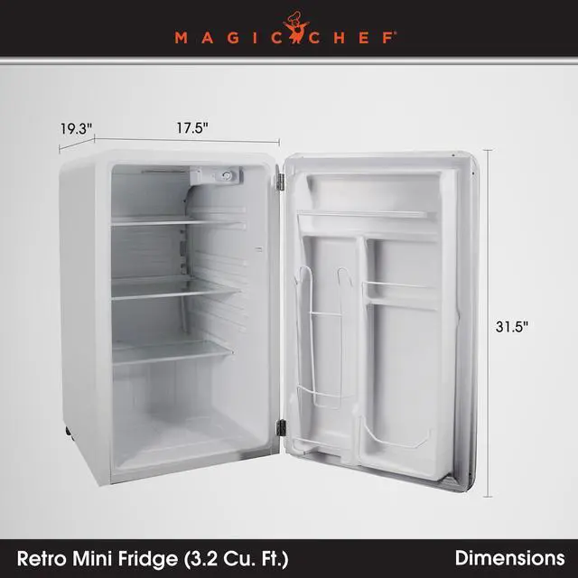 Alt view image 4 of 6 - 17.5 in. 3.2 cu. ft. Retro Mini Refrigerator in White, without Freezer