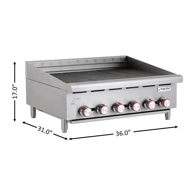 Alt view image 4 of 6 - 36 in. Commercial Countertop Radiant Charbroiler in Stainless Steel