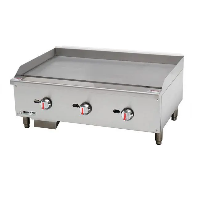 Alt view image 2 of 3 - 36 in. Commercial Thermostatic Countertop Gas Griddle in Stainless Steel