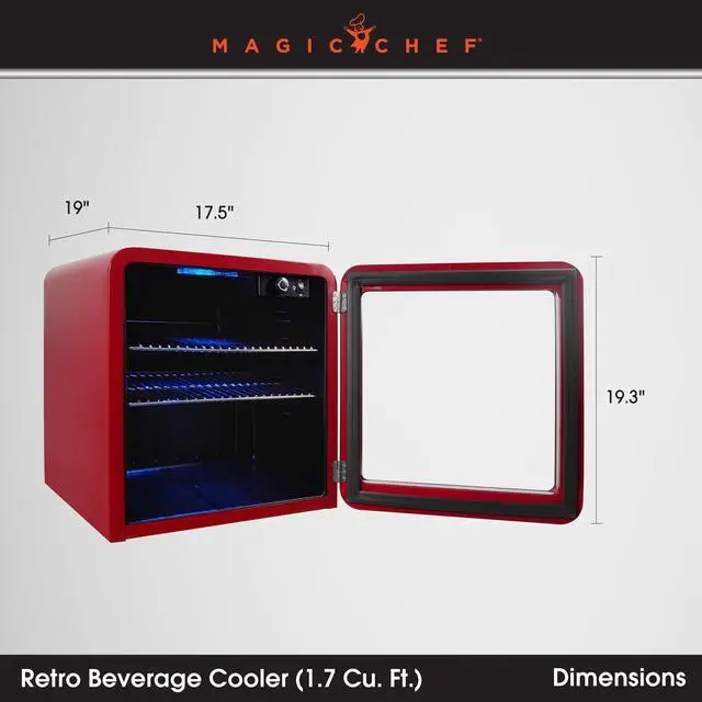 Alt view image 2 of 4 - 1.7 cu. ft. Retro Mini Beverage Cooler in Red