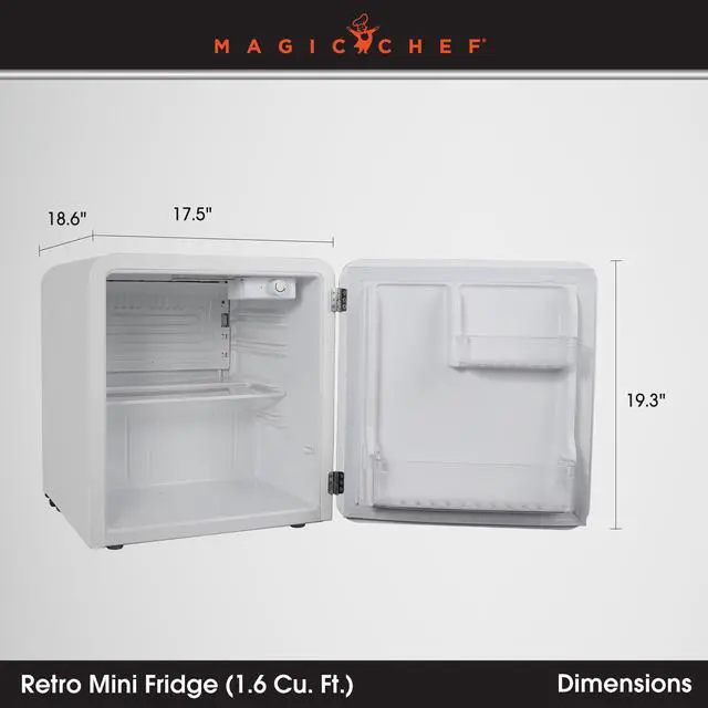 Alt view image 4 of 6 - 17.5 in. 1.6 cu. ft. Retro Mini Refrigerator in White, without Freezer