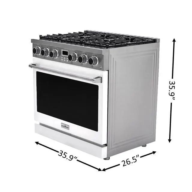 Alt view image 4 of 6 - Pro-Style 36 in. 6-Burner Slide-in Gas Range with Convection in Stainless with White Door