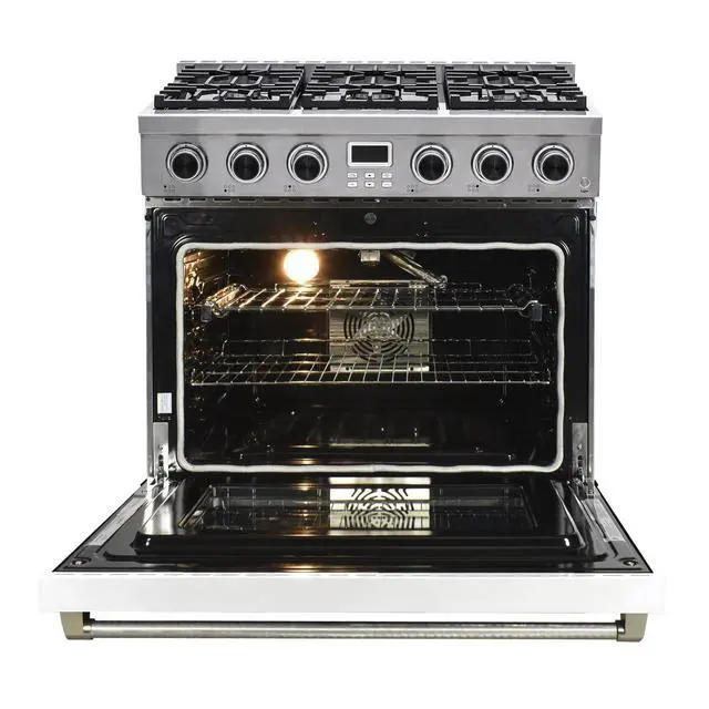 Alt view image 2 of 6 - Pro-Style 36 in. 6-Burner Slide-in Gas Range with Convection in Stainless with White Door
