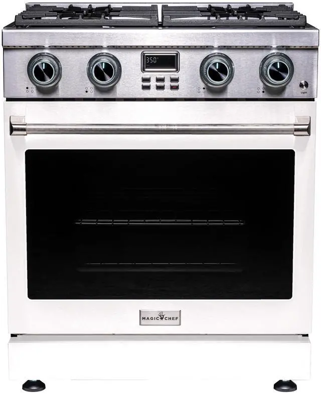 Main image of Pro-Style 30 in. 4-Element Slide-In Gas Range with Convection in Stainless with White Door