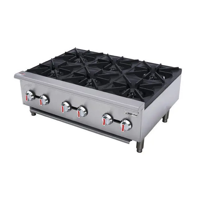 Alt view image 2 of 3 - 36 in. Commercial 6-Burner Countertop Gas Hotplate in Stainless Steel