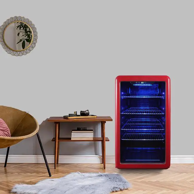 Alt view image 3 of 4 - 3.4 cu. ft. Retro Beverage Cooler in Red