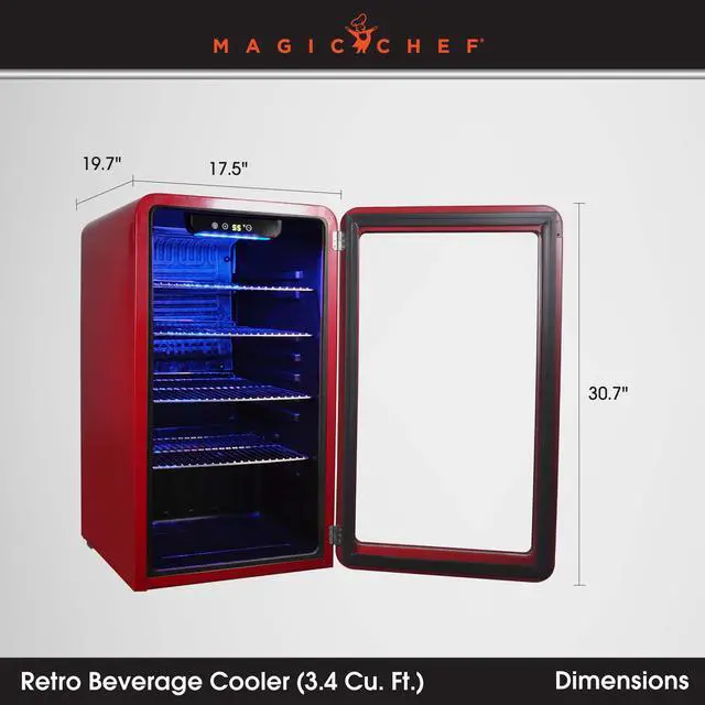 Alt view image 2 of 4 - 3.4 cu. ft. Retro Beverage Cooler in Red