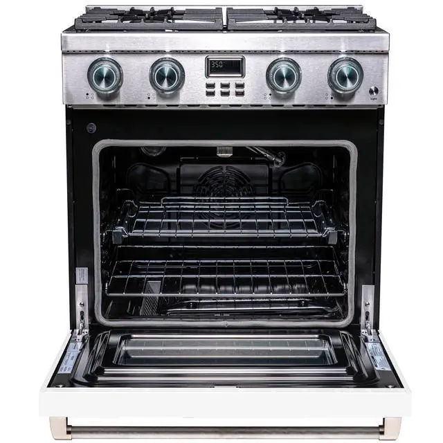 Alt view image 2 of 5 - Pro-Style 30 in. 4-Element Slide-In Gas Range with Convection in Stainless with White Door