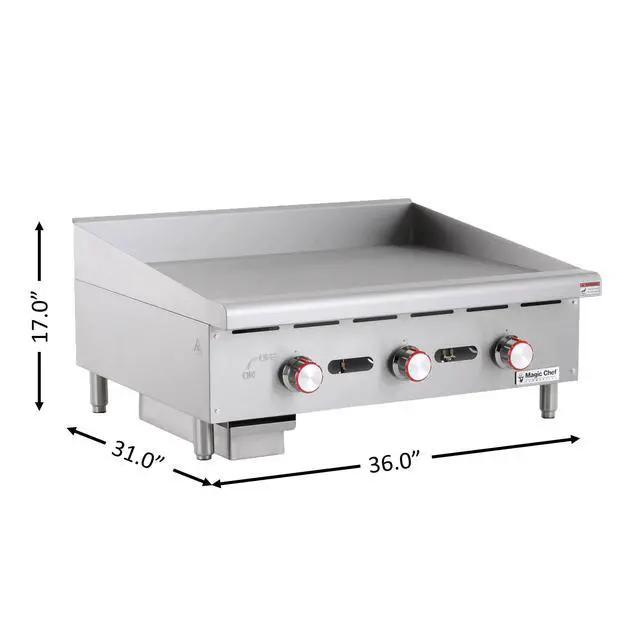 Alt view image 2 of 2 - 36 in. Commercial Thermostatic Gas Griddle in Stainless